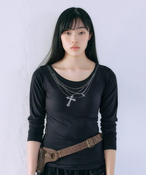 FCMM(エフシーエムエム)の「【日本限定】CROSS L/S TEE / クロスロングスリーブT(Tシャツ/カットソー・レディース・チャコール/ブラック/アイボリー・MEDIUM/SMALL)」の14枚目の写真