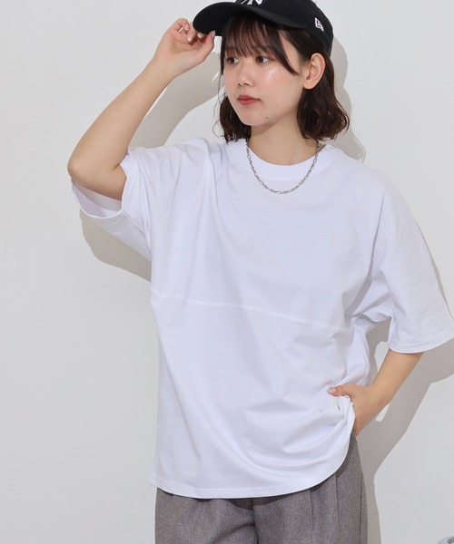 FUNALIVE(ファンアライブ)の「オーバーサイズヘビーウエイト無地切り替えTシャツ(Tシャツ/カットソー・メンズ・ホワイト/スミクロ/ブラック/ブルー・M/L/LL)」の20枚目の写真