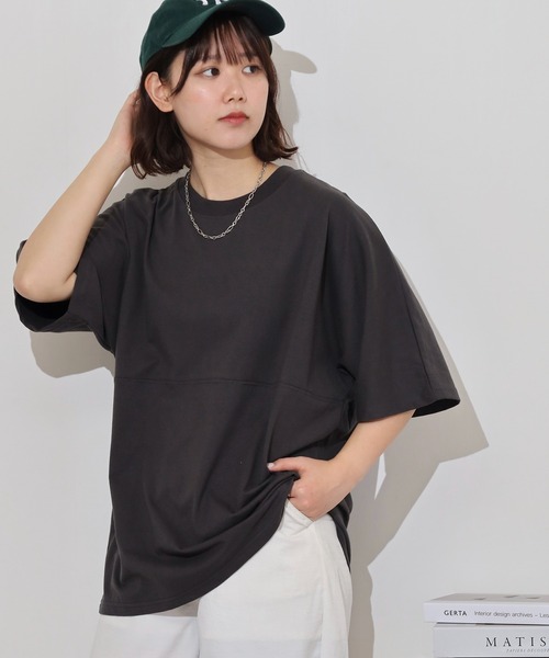 FUNALIVE(ファンアライブ)の「オーバーサイズヘビーウエイト無地切り替えTシャツ(Tシャツ/カットソー・メンズ・ホワイト/スミクロ/ブラック/ブルー・M/L/LL)」の14枚目の写真