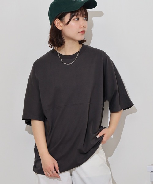 FUNALIVE(ファンアライブ)の「オーバーサイズヘビーウエイト無地切り替えTシャツ(Tシャツ/カットソー・メンズ・ホワイト/スミクロ/ブラック/ブルー・M/L/LL)」の12枚目の写真