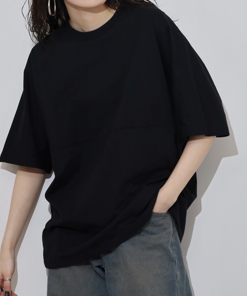 FUNALIVE(ファンアライブ)の「オーバーサイズヘビーウエイト無地切り替えTシャツ(Tシャツ/カットソー・メンズ・ホワイト/スミクロ/ブラック/ブルー・M/L/LL)」の18枚目の写真