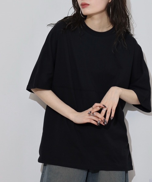 FUNALIVE(ファンアライブ)の「オーバーサイズヘビーウエイト無地切り替えTシャツ(Tシャツ/カットソー・メンズ・ホワイト/スミクロ/ブラック/ブルー・M/L/LL)」の17枚目の写真