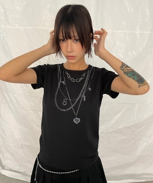 tシャツ A'GEM/9 × .kom 「 FANCY CLUB/ファンシークラブ」 DUAL CHARM NECKLACE TEE/デュアルチャーム A'GEM/9 × .kom 『 FANCY CLUB/ファンシークラブ』 DUAL CHARM