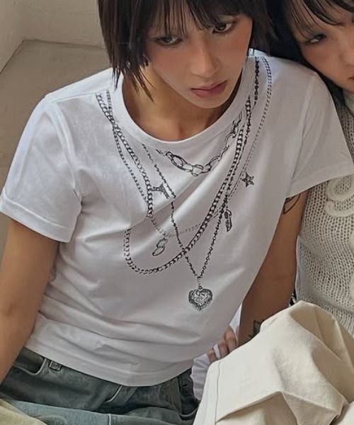 tシャツ A'GEM/9 × .kom 「 FANCY CLUB/ファンシークラブ」 DUAL CHARM NECKLACE TEE/デュアルチャーム A'GEM/9 × .kom 『 FANCY CLUB/ファンシークラブ』 DUAL CHARM