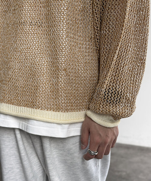 CPCM（シーピーシーエム）の「メッシュニットプルオーバー（ニット/セーター・レディース・ブラック/マスタード/オレンジ/グリーン・SMALL/MEDIUM/LARGE）」の13枚目の写真