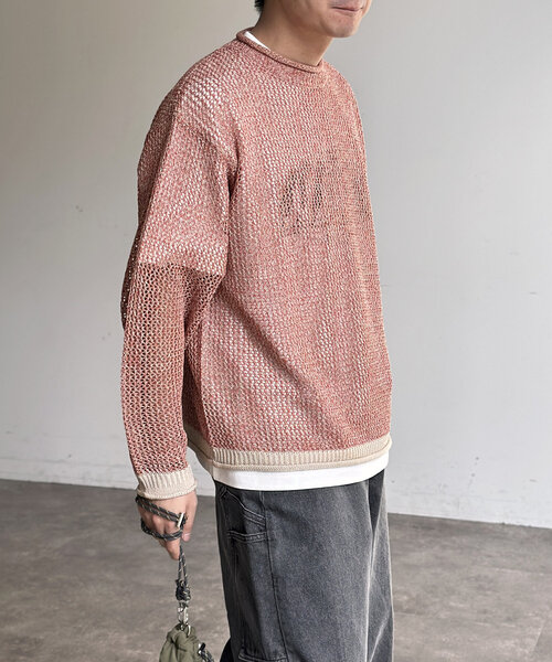 CPCM（シーピーシーエム）の「メッシュニットプルオーバー（ニット/セーター・レディース・ブラック/マスタード/オレンジ/グリーン・SMALL/MEDIUM/LARGE）」の8枚目の写真