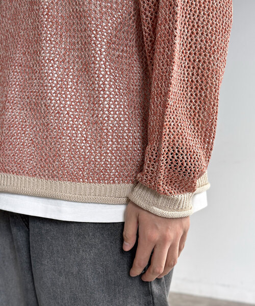 CPCM（シーピーシーエム）の「メッシュニットプルオーバー（ニット/セーター・レディース・ブラック/マスタード/オレンジ/グリーン・SMALL/MEDIUM/LARGE）」の5枚目の写真