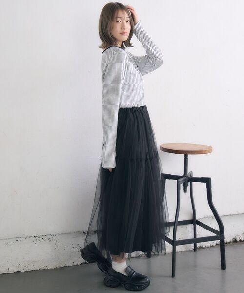 RETRO GIRL(レトロガール)の「ヘンリーネックカットソー(Tシャツ/カットソー・レディース・ブラック/ブラック系その他3/オフホワイト・FREE)」の11枚目の写真