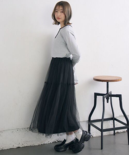 RETRO GIRL(レトロガール)の「ヘンリーネックカットソー(Tシャツ/カットソー・レディース・ブラック/ブラック系その他3/オフホワイト・FREE)」の12枚目の写真