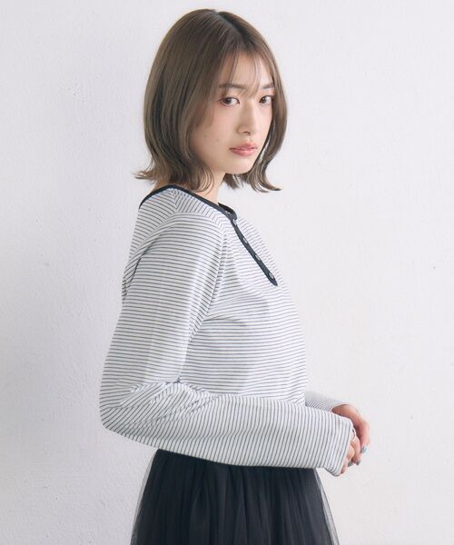 RETRO GIRL(レトロガール)の「ヘンリーネックカットソー(Tシャツ/カットソー・レディース・ブラック/ブラック系その他3/オフホワイト・FREE)」の15枚目の写真