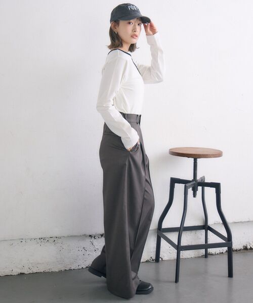 RETRO GIRL(レトロガール)の「ヘンリーネックカットソー(Tシャツ/カットソー・レディース・ブラック/ブラック系その他3/オフホワイト・FREE)」の18枚目の写真
