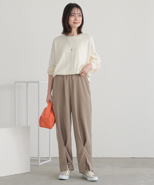 n'OrLABEL（ノアールレーベル）の「フロントスリットテーパードパンツ（スラックス・レディース・チャコール/ベージュ/ブラック・2/1）」の10枚目の写真