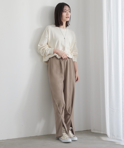 n'OrLABEL（ノアールレーベル）の「フロントスリットテーパードパンツ（スラックス・レディース・チャコール/ベージュ/ブラック・2/1）」の8枚目の写真