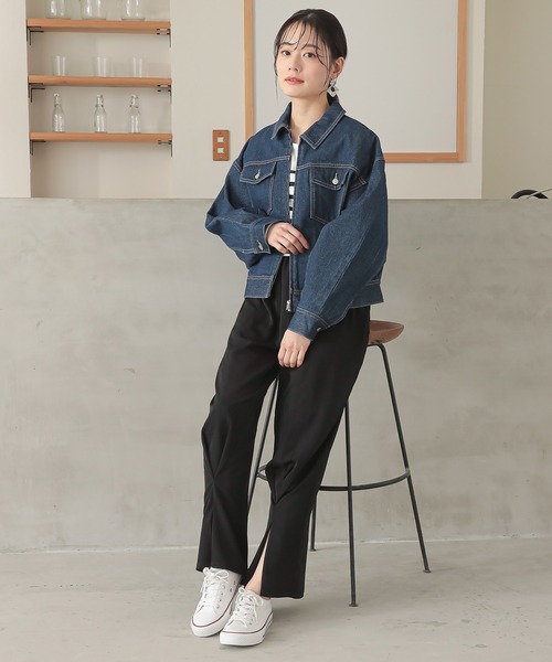 n'OrLABEL（ノアールレーベル）の「フロントスリットテーパードパンツ（スラックス・レディース・チャコール/ベージュ/ブラック・2/1）」の15枚目の写真