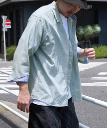 【雑誌MonoMax5月号掲載】7分袖フレンチリネンMIX無地シャツ【吸水速乾/親子コーデ】