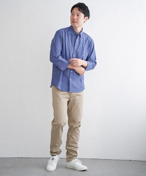 ikka(イッカ)の「【雑誌MonoMax5月号掲載】7分袖フレンチリネンMIX無地シャツ【吸水速乾/親子コーデ】(シャツ/ブラウス・メンズ・ホワイト/グリーン/ピンク/ネイビー/ベージュ/ブルー・S/M/L/XL)」の17枚目の写真