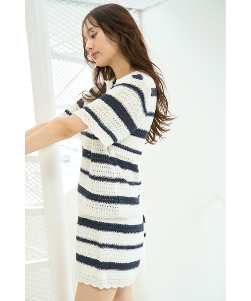 ルームウェア ネイビー　プルオーバー　限定　ニット　スナイデルホーム　完売 セール】ボーダーポロプルオーバー（ルームウェア/パジャマ