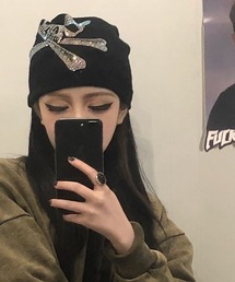 【LAMPOON】ラインストーンスカルビーニー