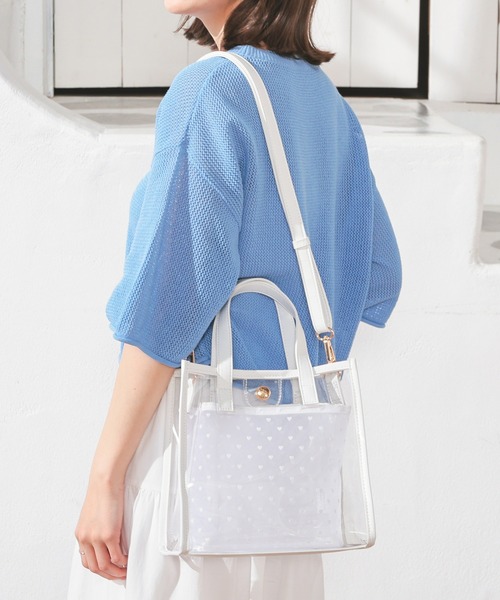 Honeys(ハニーズ)の「クリアハンドバッグ(ハンドバッグ・レディース・シルバー/アイボリー/ブラック・FREE)」の4枚目の写真