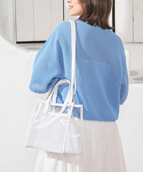 Honeys(ハニーズ)の「クリアハンドバッグ(ハンドバッグ・レディース・シルバー/アイボリー/ブラック・FREE)」の5枚目の写真