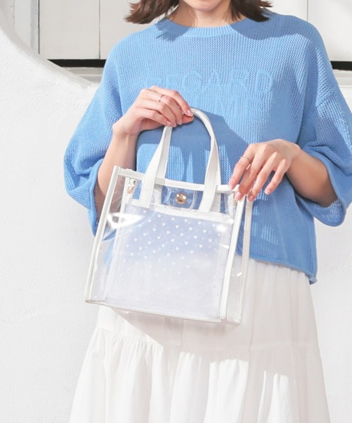Honeys(ハニーズ)の「クリアハンドバッグ(ハンドバッグ・レディース・シルバー/アイボリー/ブラック・FREE)」の7枚目の写真