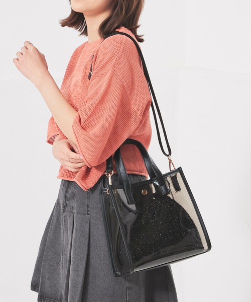 Honeys(ハニーズ)の「クリアハンドバッグ(ハンドバッグ・レディース・シルバー/アイボリー/ブラック・FREE)」の10枚目の写真