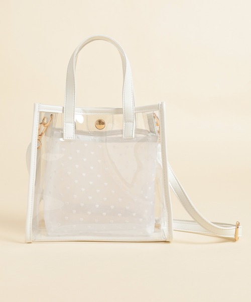 Honeys(ハニーズ)の「クリアハンドバッグ(ハンドバッグ・レディース・シルバー/アイボリー/ブラック・FREE)」の14枚目の写真