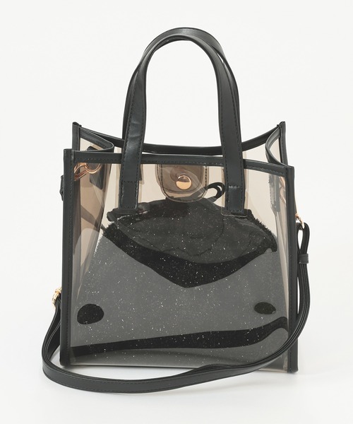 Honeys(ハニーズ)の「クリアハンドバッグ(ハンドバッグ・レディース・シルバー/アイボリー/ブラック・FREE)」の19枚目の写真