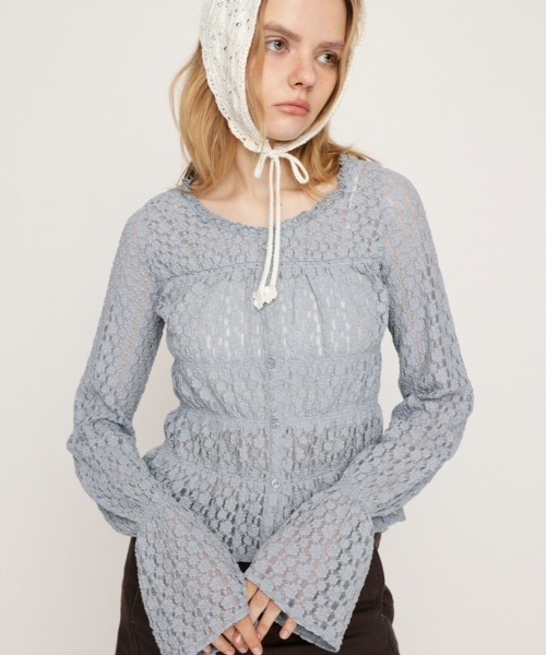 トップス PUFFY セール】PUFFY SHIRRING CUT TOPS パフィー シャーリング カット