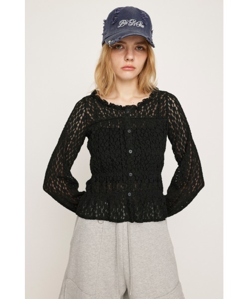 SLY（スライ）の「PUFFY SHIRRING CUT TOPS パフィー シャーリング カット トップス 秋服 春服（シャツ/ブラウス・レディース・アイボリー/ブラック/ライトブルー/ブラウン・FREE）」の11枚目の写真