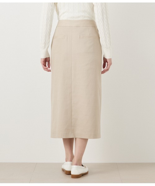 NEWYORKER（ニューヨーカー）の「【ウォッシャブル】ポリエステルリネンコード ロングストレートスカート（スカート・レディース・ネイビー/ベージュ・9号）」の4枚目の写真
