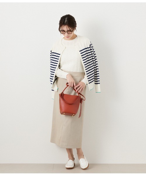 NEWYORKER（ニューヨーカー）の「【ウォッシャブル】ポリエステルリネンコード ロングストレートスカート（スカート・レディース・ネイビー/ベージュ・9号）」の14枚目の写真