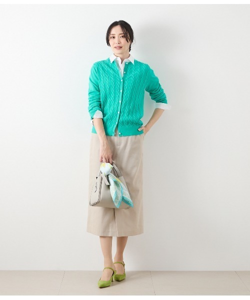 NEWYORKER（ニューヨーカー）の「【ウォッシャブル】ポリエステルリネンコード ロングストレートスカート（スカート・レディース・ネイビー/ベージュ・9号）」の16枚目の写真