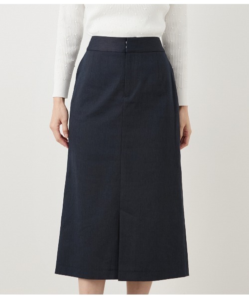 NEWYORKER（ニューヨーカー）の「【ウォッシャブル】ポリエステルリネンコード ロングストレートスカート（スカート・レディース・ネイビー/ベージュ・9号）」の10枚目の写真