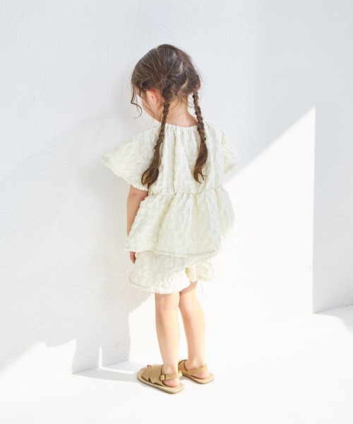 pairmanon（ペアマノン）の「シボ素材 ピコレース ショート丈 セットアップ（セットアップ・キッズ・アイボリー/ブラック/ラベンダー・130/110/120/140/90/150/100）」の12枚目の写真