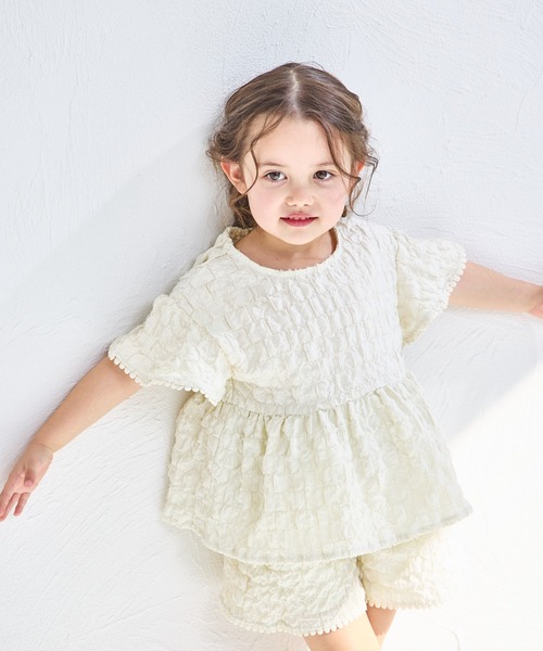 pairmanon（ペアマノン）の「シボ素材 ピコレース ショート丈 セットアップ（セットアップ・キッズ・アイボリー/ブラック/ラベンダー・130/110/120/140/90/150/100）」の11枚目の写真