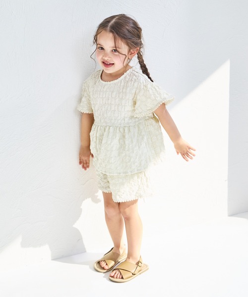 pairmanon（ペアマノン）の「シボ素材 ピコレース ショート丈 セットアップ（セットアップ・キッズ・アイボリー/ブラック/ラベンダー・130/110/120/140/90/150/100）」の10枚目の写真