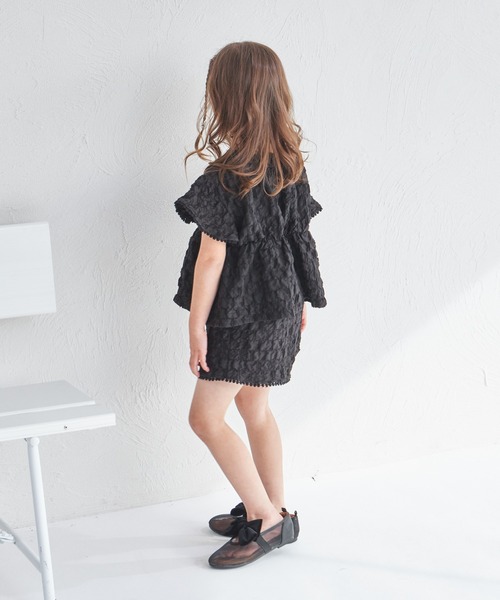 pairmanon（ペアマノン）の「シボ素材 ピコレース ショート丈 セットアップ（セットアップ・キッズ・アイボリー/ブラック/ラベンダー・130/110/120/140/90/150/100）」の7枚目の写真