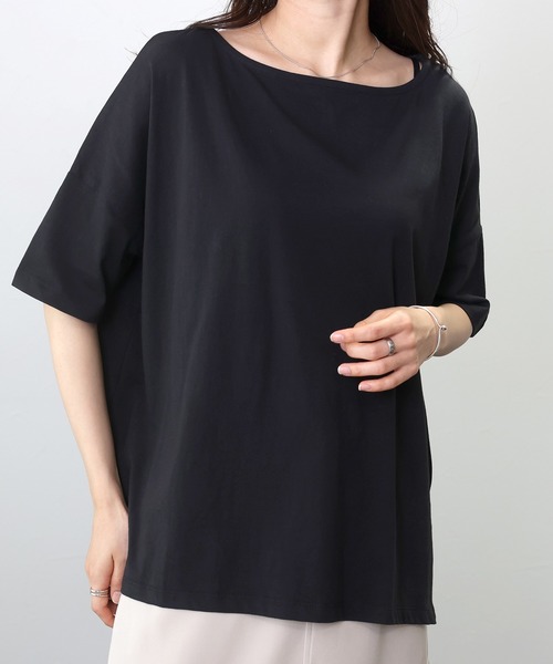 Aletta vita（アレッタビータ）の「オーガニックコットンボートネックワイドプルオーバー（Tシャツ/カットソー・レディース・オフホワイト/ブラック/グレイッシュベージュ/ダークブラウン・FREE）」の22枚目の写真