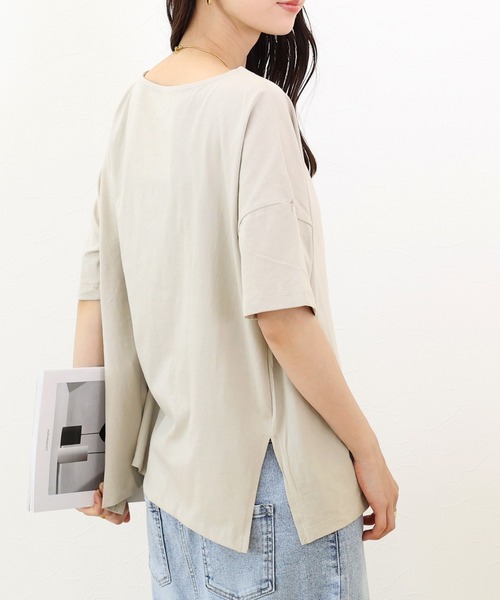 Aletta vita（アレッタビータ）の「オーガニックコットンボートネックワイドプルオーバー（Tシャツ/カットソー・レディース・オフホワイト/ブラック/グレイッシュベージュ/ダークブラウン・FREE）」の12枚目の写真
