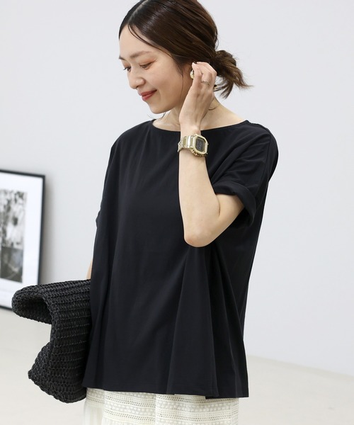 Aletta vita（アレッタビータ）の「オーガニックコットンボートネックワイドプルオーバー（Tシャツ/カットソー・レディース・オフホワイト/ブラック/グレイッシュベージュ/ダークブラウン・FREE）」の18枚目の写真