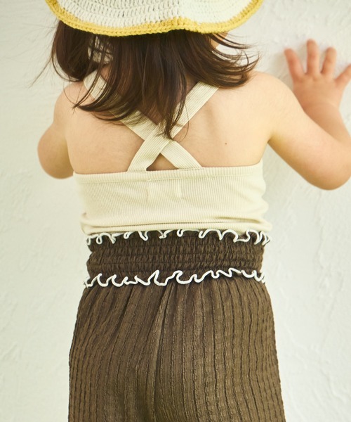 sea and shells by pairmanon(シーアンドシェルズバイペアマノン)の「【sea and shells by pairmanon】シボ素材 メロー ワイドパンツ(その他ベビーウェア・キッズ・グリーン系その他/ベージュ/ブラウン・100/80/110/90)」の5枚目の写真