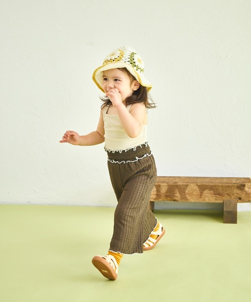 sea and shells by pairmanon(シーアンドシェルズバイペアマノン)の「【sea and shells by pairmanon】シボ素材 メロー ワイドパンツ(その他ベビーウェア・キッズ・グリーン系その他/ベージュ/ブラウン・100/80/110/90)」の6枚目の写真