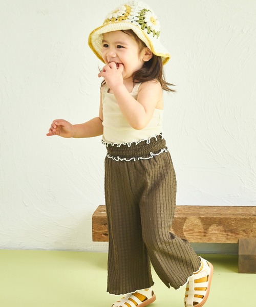 sea and shells by pairmanon(シーアンドシェルズバイペアマノン)の「【sea and shells by pairmanon】シボ素材 メロー ワイドパンツ(その他ベビーウェア・キッズ・グリーン系その他/ベージュ/ブラウン・100/80/110/90)」の8枚目の写真