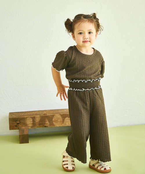 sea and shells by pairmanon(シーアンドシェルズバイペアマノン)の「【sea and shells by pairmanon】シボ素材 メロー ワイドパンツ(その他ベビーウェア・キッズ・グリーン系その他/ベージュ/ブラウン・100/80/110/90)」の10枚目の写真