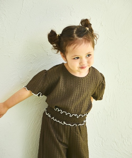 sea and shells by pairmanon(シーアンドシェルズバイペアマノン)の「【sea and shells by pairmanon】シボ素材 メロー ワイドパンツ(その他ベビーウェア・キッズ・グリーン系その他/ベージュ/ブラウン・100/80/110/90)」の11枚目の写真