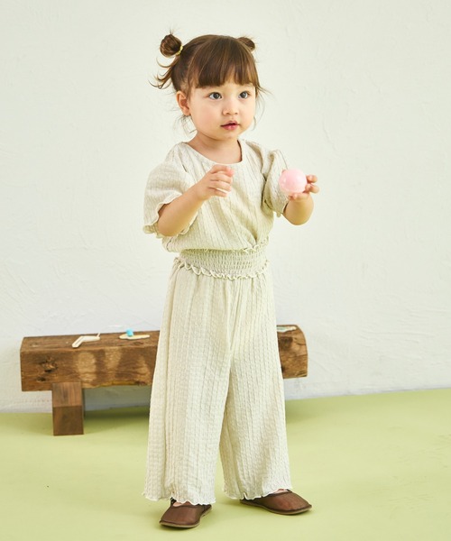 sea and shells by pairmanon(シーアンドシェルズバイペアマノン)の「【sea and shells by pairmanon】シボ素材 メロー ワイドパンツ(その他ベビーウェア・キッズ・グリーン系その他/ベージュ/ブラウン・100/80/110/90)」の14枚目の写真