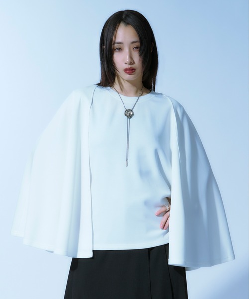 Ellno Loset(エルノロゼット)の「ケープスリーブポンチプルオーバー(Tシャツ/カットソー・メンズ・オフホワイト/ブラック・MEDIUM/SMALL/LARGE)」の15枚目の写真