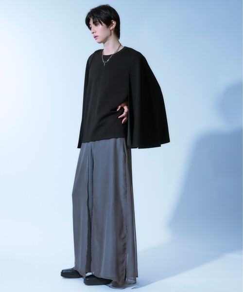 Ellno Loset(エルノロゼット)の「ケープスリーブポンチプルオーバー(Tシャツ/カットソー・メンズ・オフホワイト/ブラック・MEDIUM/SMALL/LARGE)」の11枚目の写真