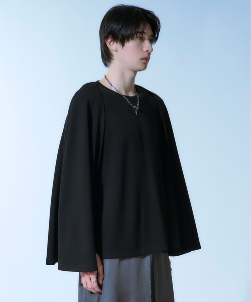 Ellno Loset(エルノロゼット)の「ケープスリーブポンチプルオーバー(Tシャツ/カットソー・メンズ・オフホワイト/ブラック・MEDIUM/SMALL/LARGE)」の7枚目の写真
